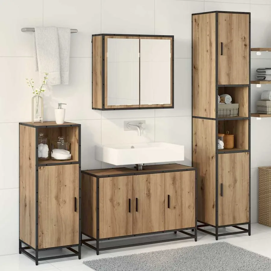 Ensemble de mobilier de salle de bain 3 pc Chêne artisanal - 4