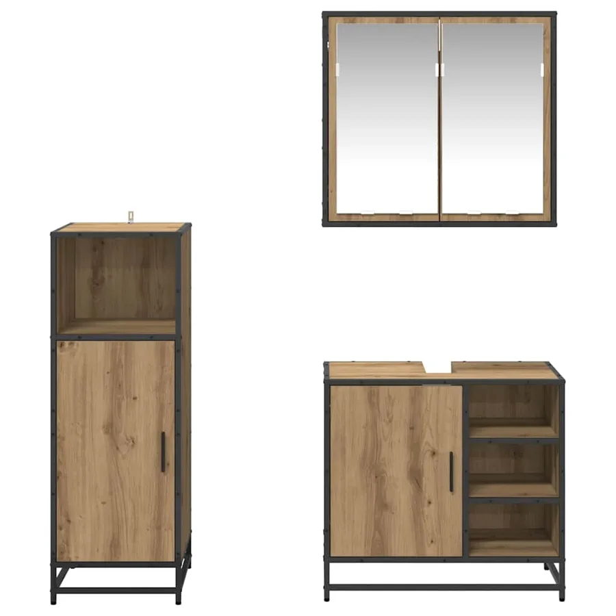 Ensemble de mobilier de salle de bain 3 pc Chêne artisanal - 4