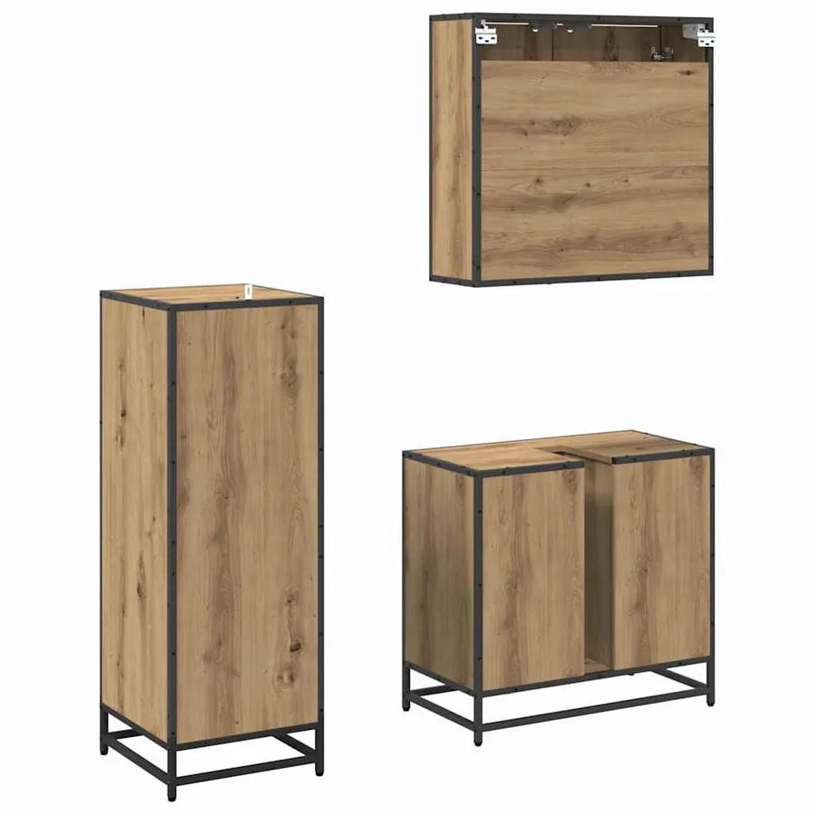 Ensemble de mobilier de salle de bain 3 pc Chêne artisanal - 5