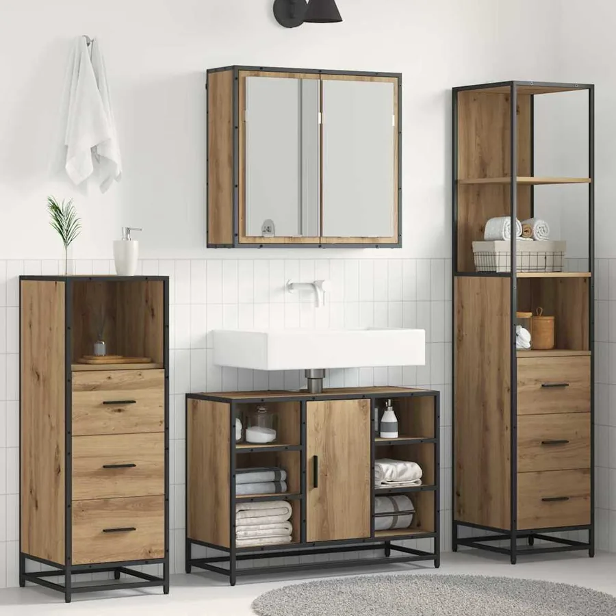 Ensemble de mobilier de salle de bain 4 pc Chêne artisanal