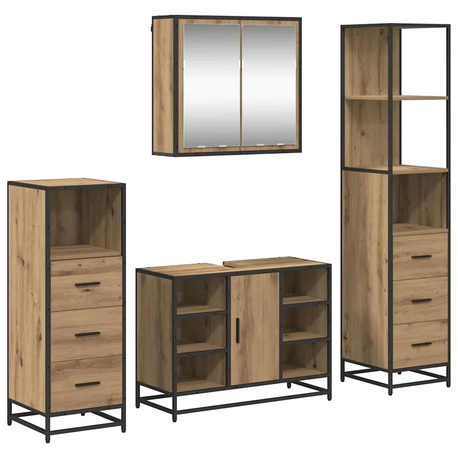 Ensemble de mobilier de salle de bain 4 pc Chêne artisanal - 2