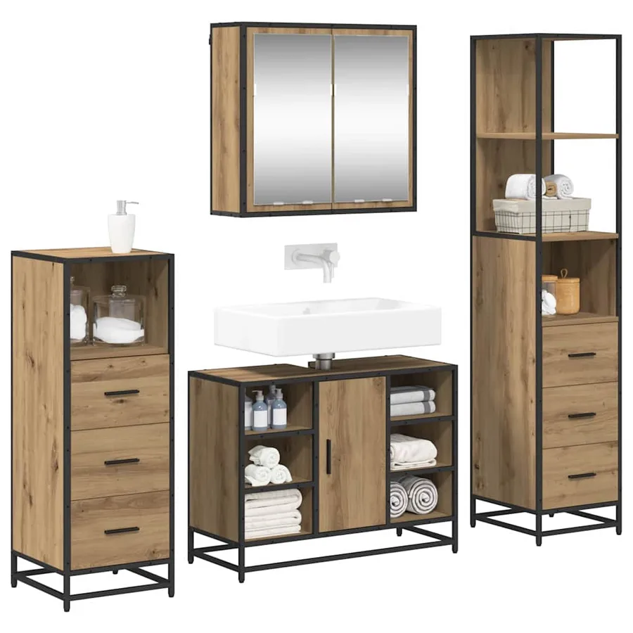 Ensemble de mobilier de salle de bain 4 pc Chêne artisanal - 3