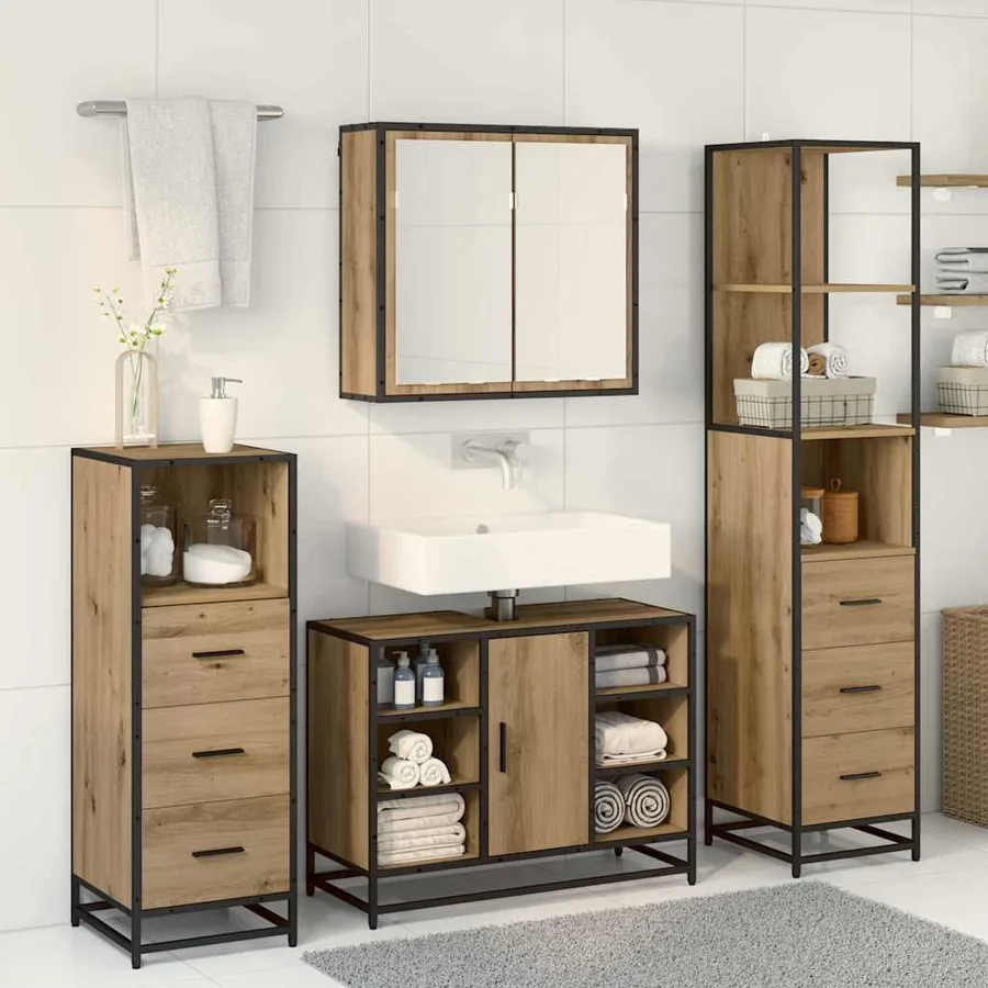 Ensemble de mobilier de salle de bain 4 pc Chêne artisanal - 4