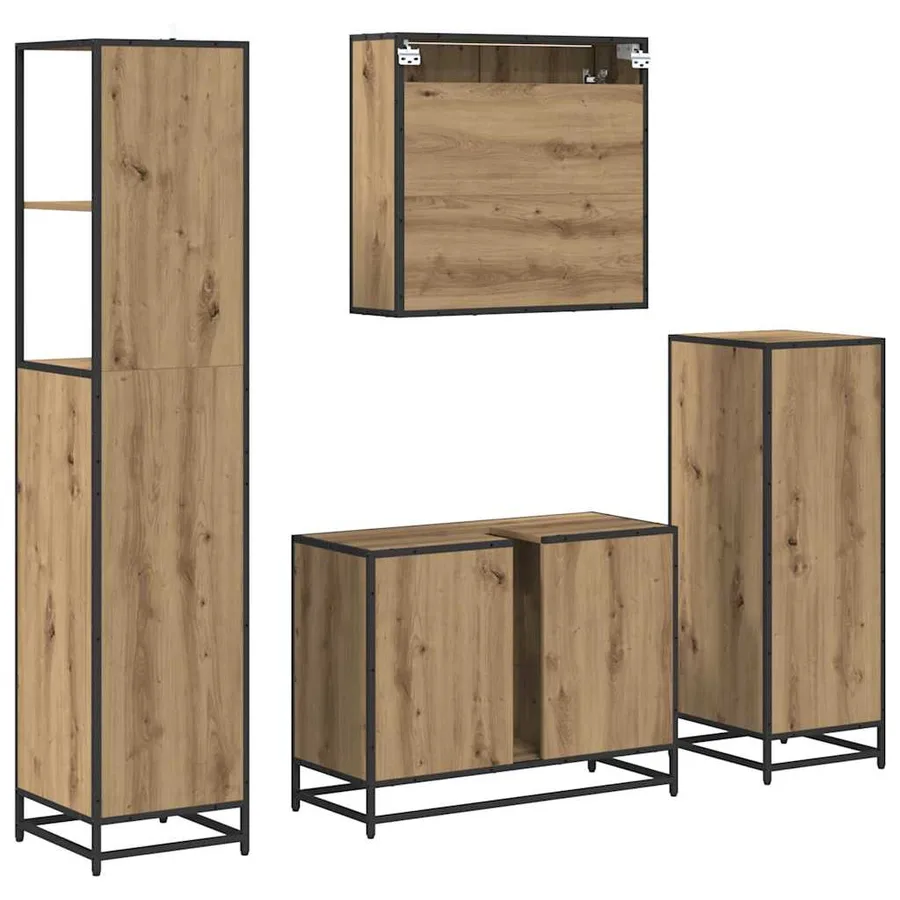Ensemble de mobilier de salle de bain 4 pc Chêne artisanal - 8