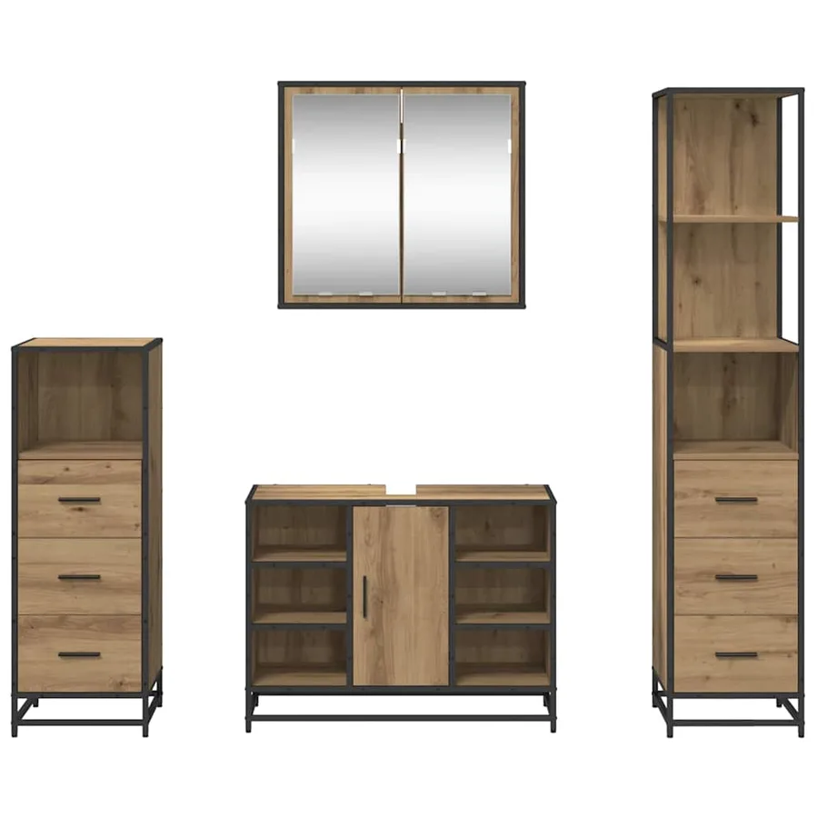 Ensemble de mobilier de salle de bain 4 pc Chêne artisanal - 9