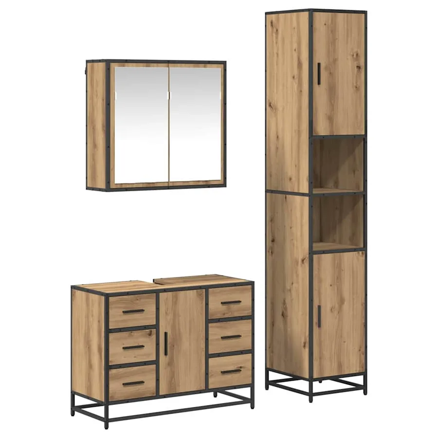 Ensemble de mobilier de salle de bain 3 pc Chêne artisanal - 2