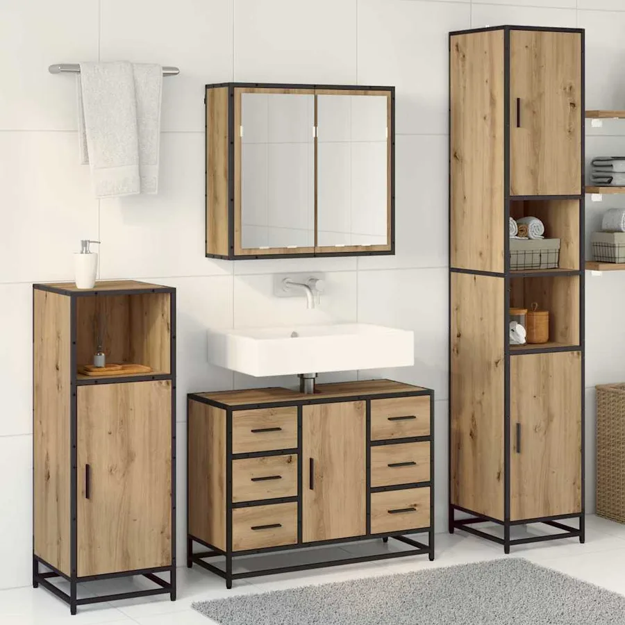 Ensemble de mobilier de salle de bain 3 pc Chêne artisanal - 4