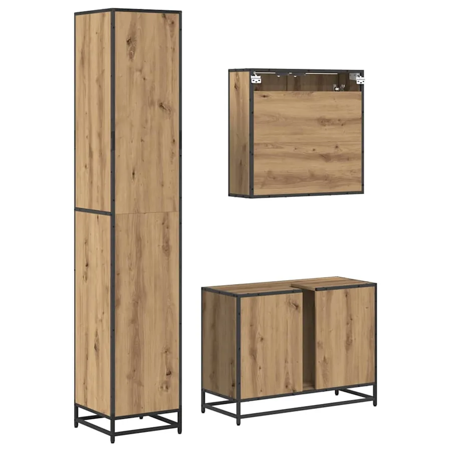 Ensemble de mobilier de salle de bain 3 pc Chêne artisanal - 9