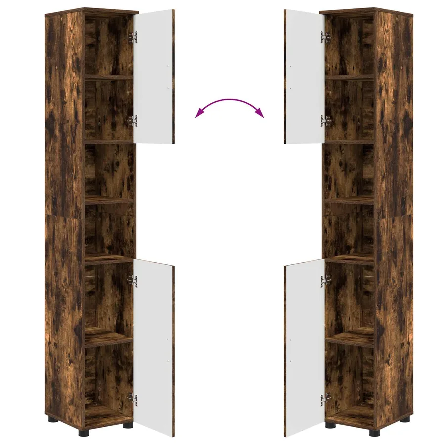 Cabinet de salle de bain avec porte Chêne fumé 30 x 35 x 192 cm - 12