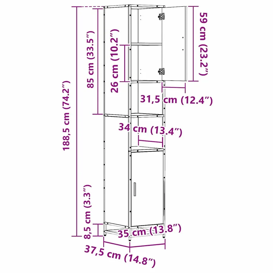 Ensemble de mobilier de salle de bain 3 pc Chêne artisanal - 20