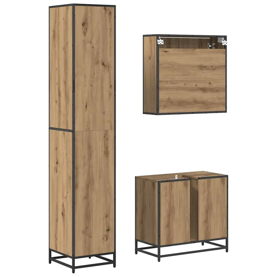 Ensemble de mobilier de salle de bain 3 pc Chêne artisanal - 9