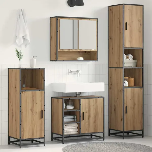 Ensemble de mobilier de salle de bain 3 pc Chêne artisanal