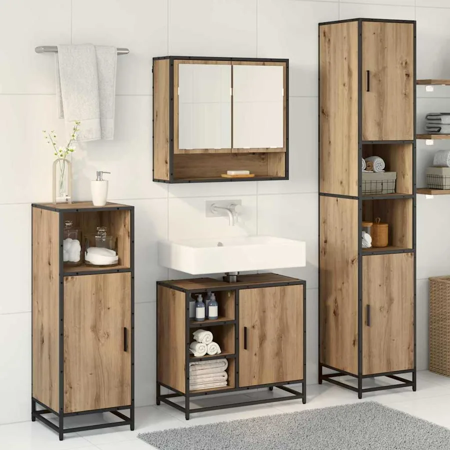 Ensemble de mobilier de salle de bain 3 pc Chêne artisanal - 4