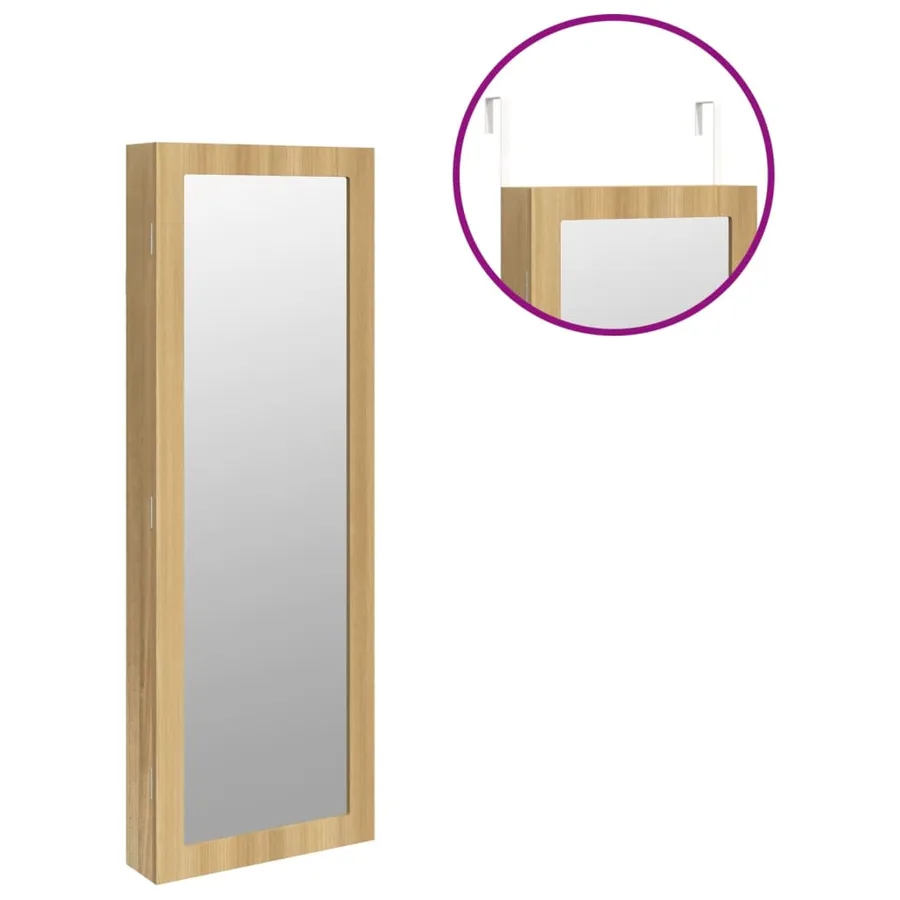 Armoire à bijoux avec miroir murale 37,5x10x106 cm - 9