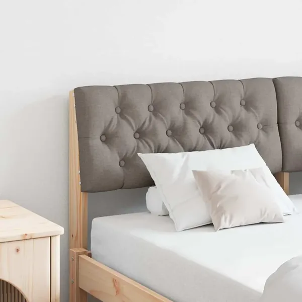 Tête de lit capitonnée Taupe 140 cm Pin massif