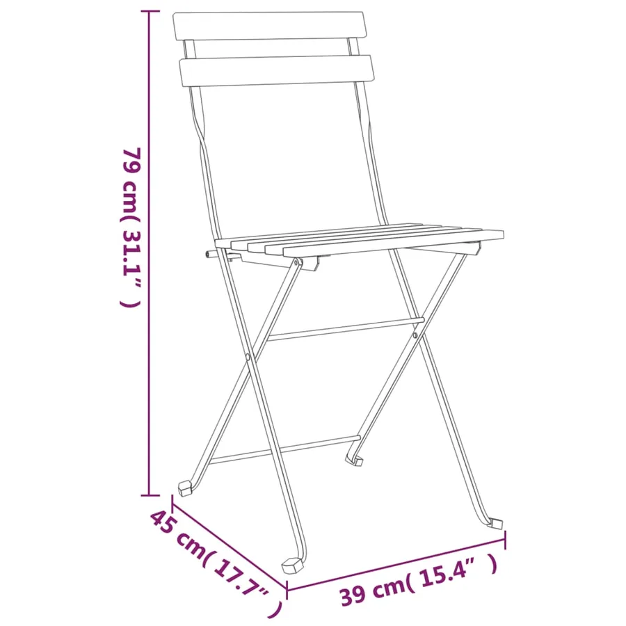 Chaises de bistrot pliantes lot de 4 Bois teck solide et acier - 9