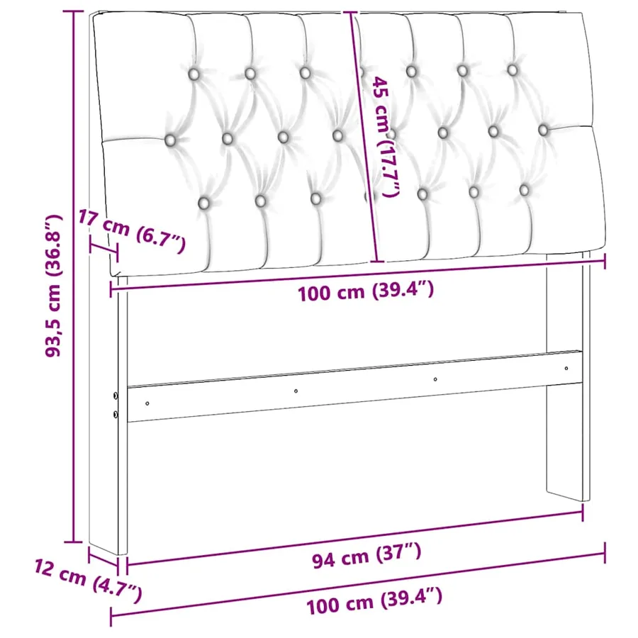 Tête de lit capitonnée Taupe 100 cm Pin massif - 11