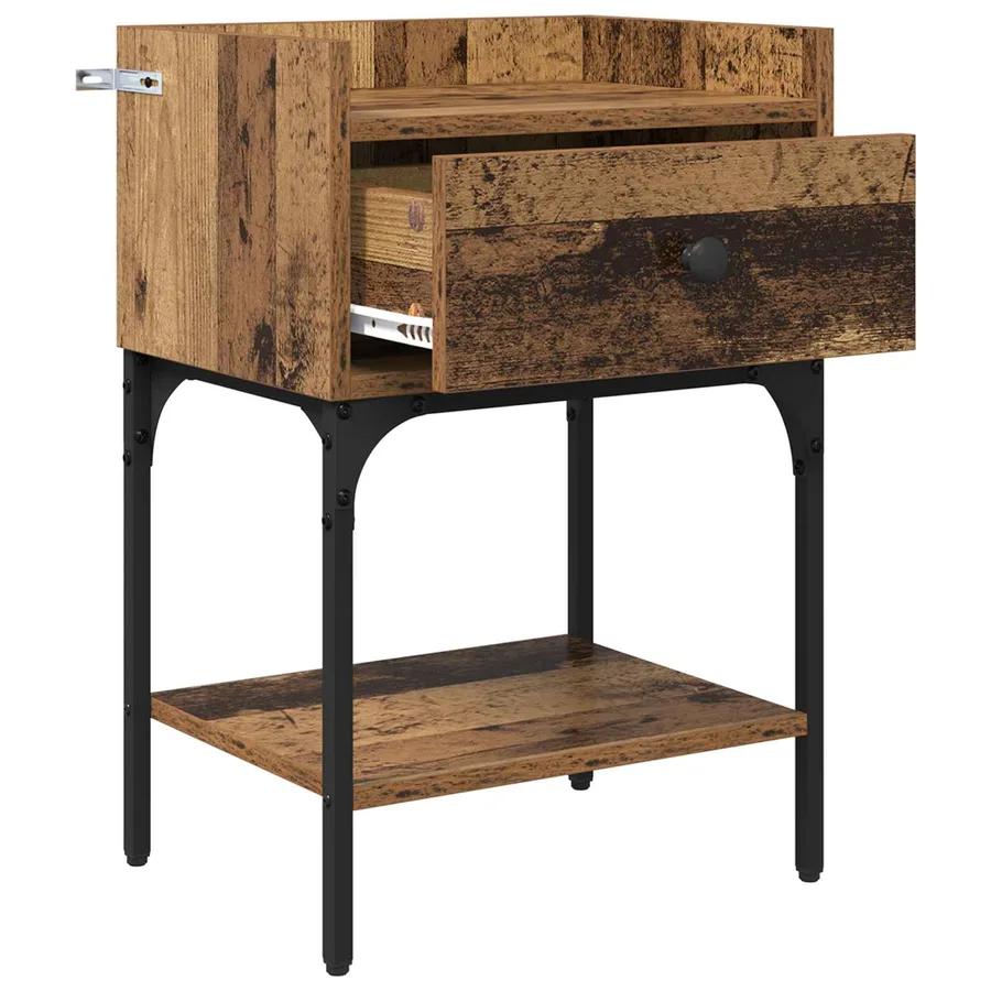 Table de chevet avec tiroir 2 pcs Bois ancien 40 x 29 x 60 cm - 5