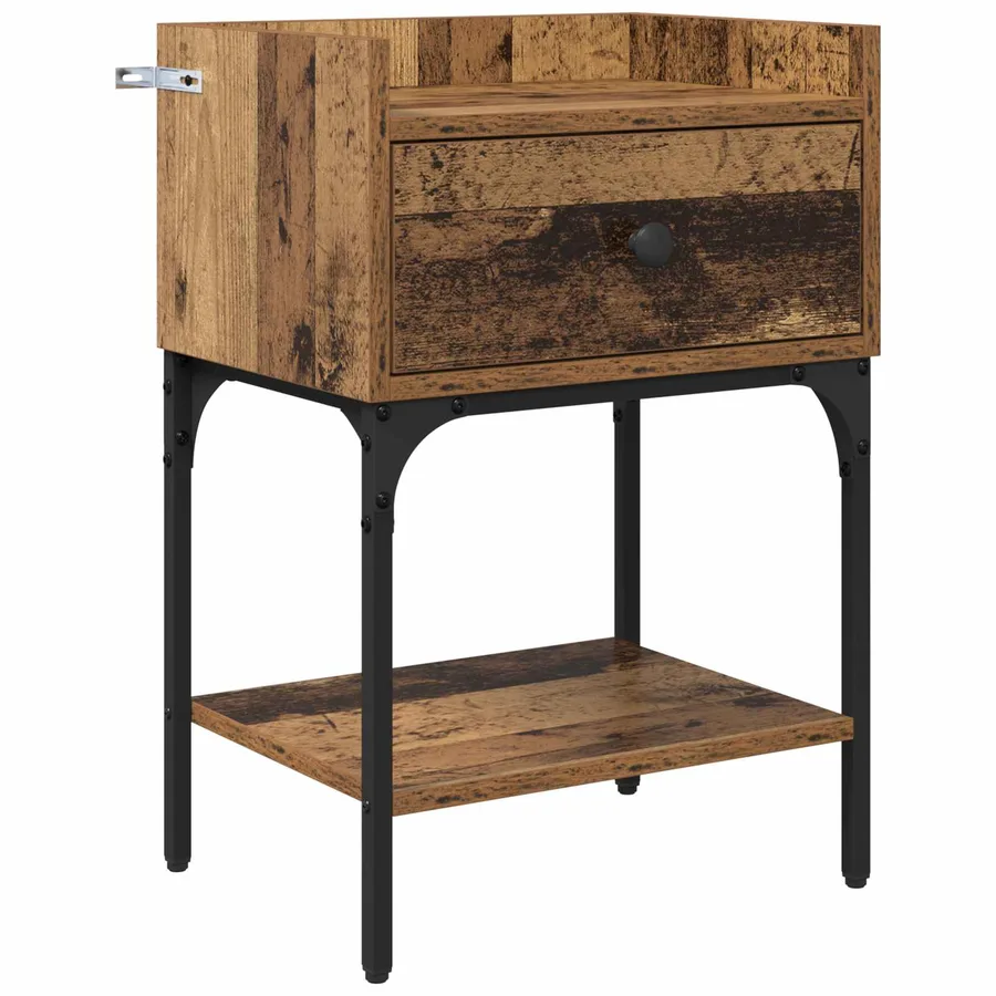 Table de chevet avec tiroir 2 pcs Bois ancien 40 x 29 x 60 cm - 6