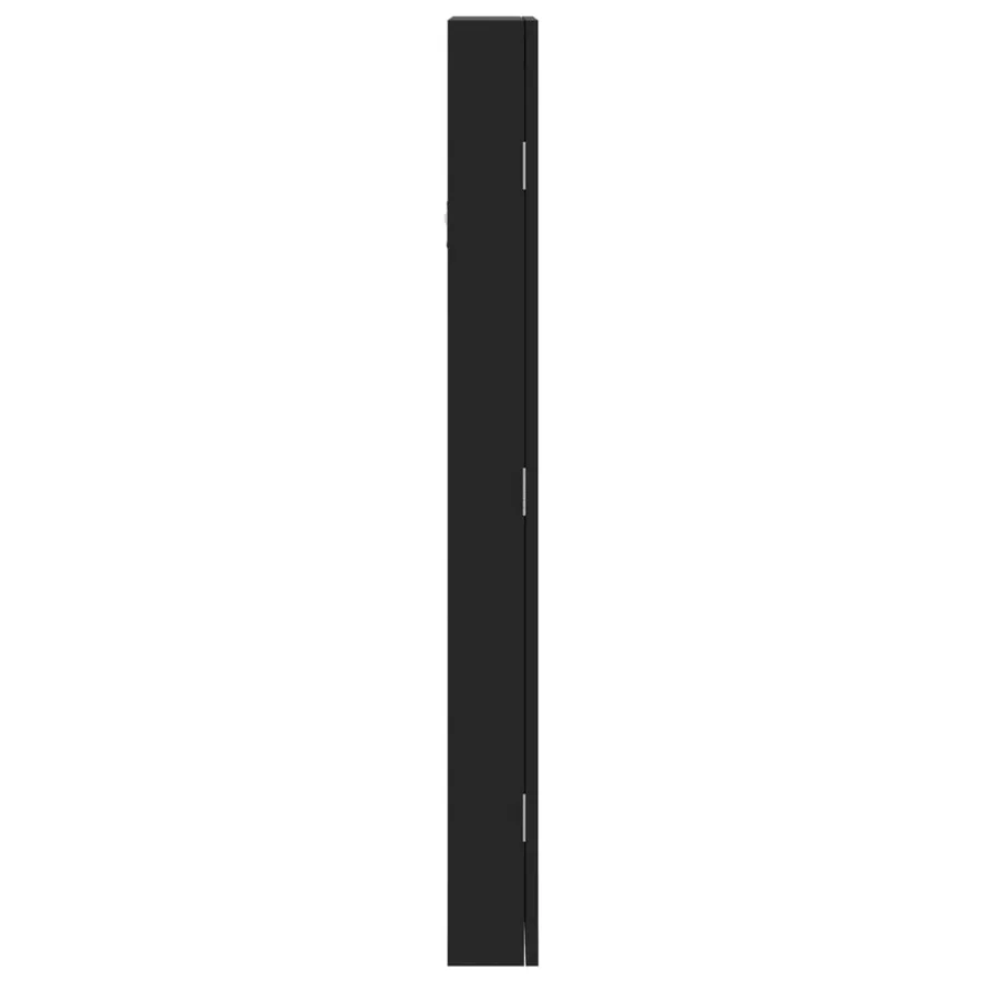 Armoire à bijoux avec miroir murale noir 30x8,5x90 cm - 6