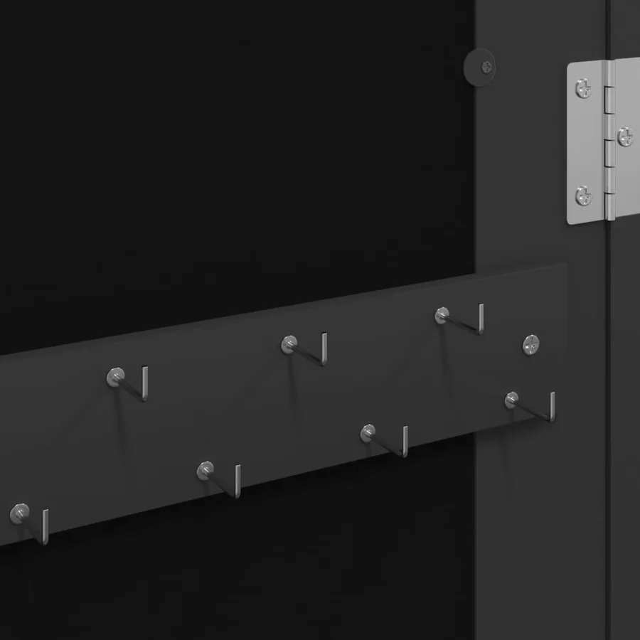 Armoire à bijoux avec miroir murale noir 30x8,5x90 cm - 8
