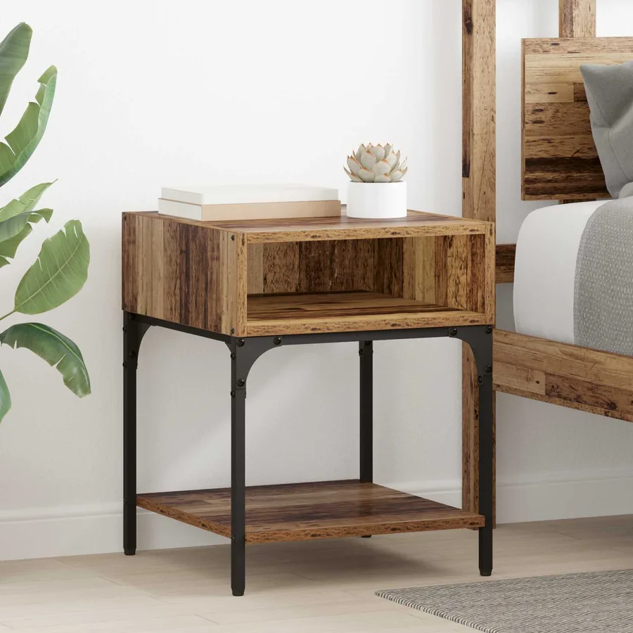 Table de chevet Bois ancien 40 x 40 x 50 cm Bois d'ingénierie