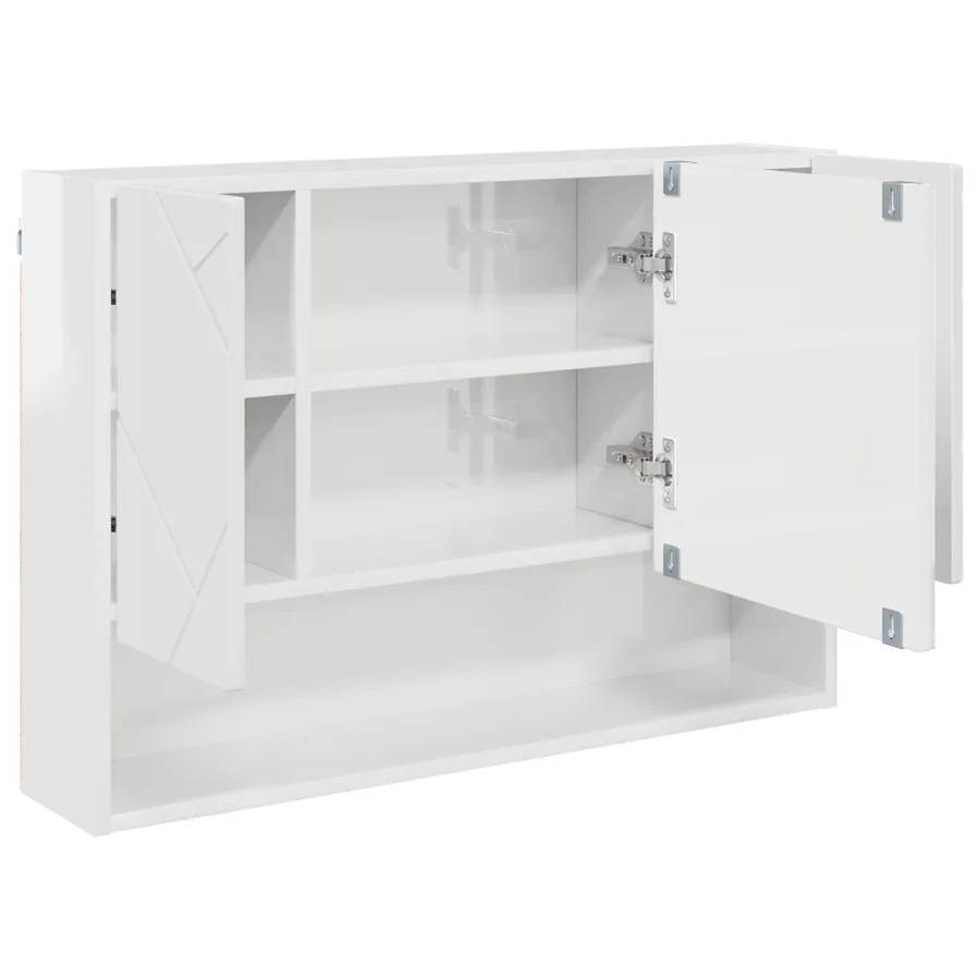 Armoire Miroir Blanc brillant 80 x 17 x 55 cm Bois d'ingénierie - 5