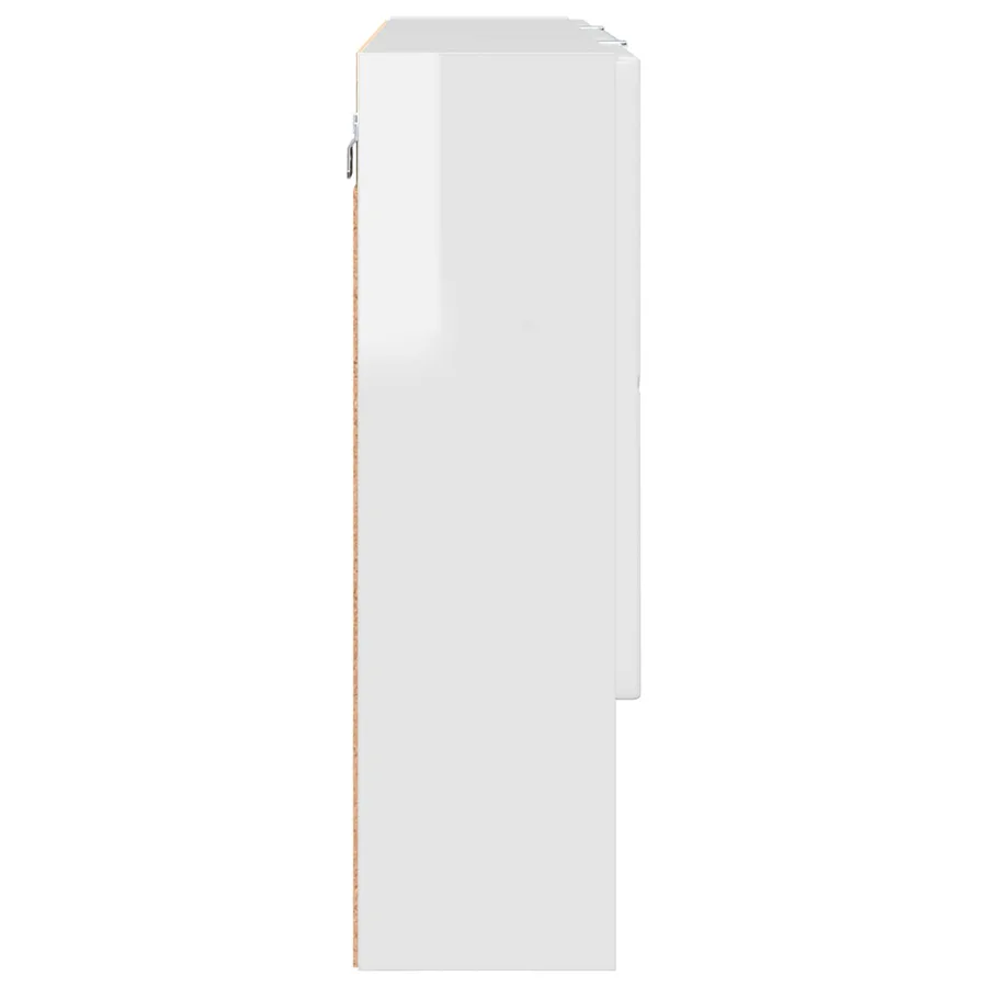 Armoire Miroir Blanc brillant 80 x 17 x 55 cm Bois d'ingénierie - 7