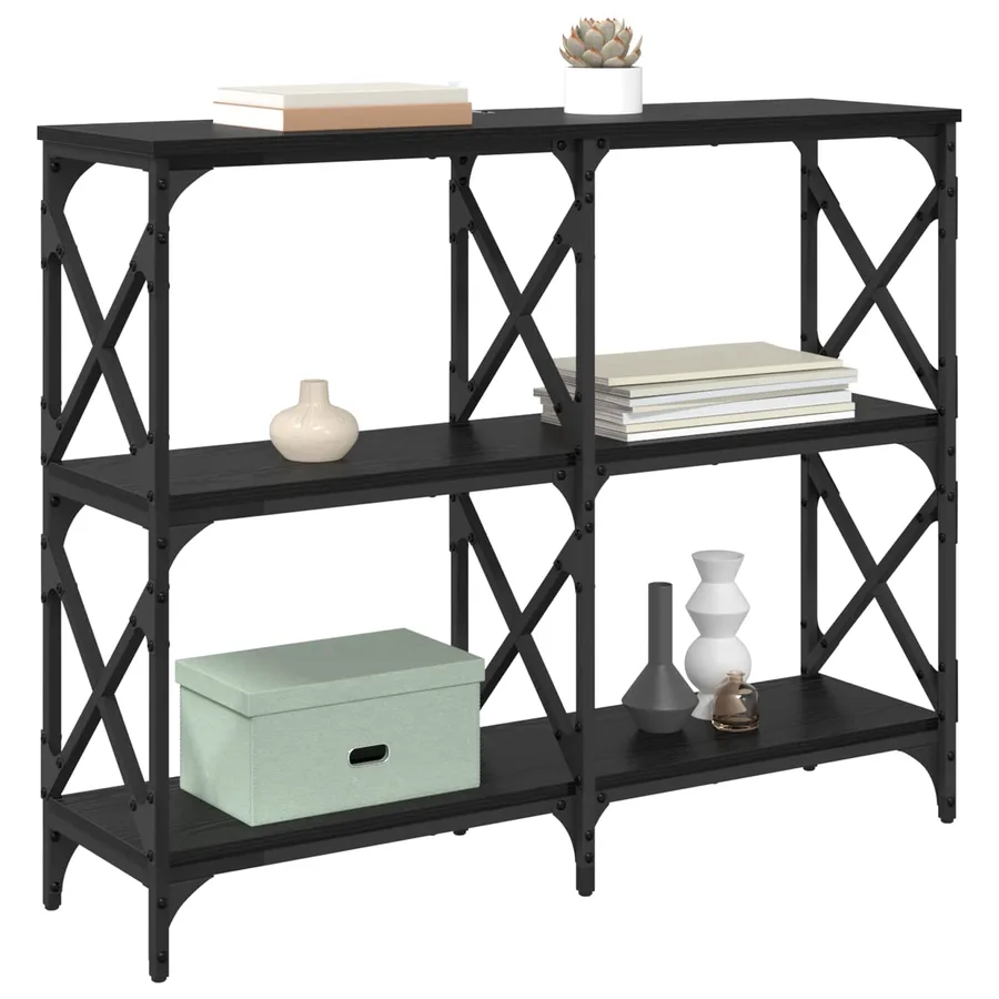 Table console Chêne noir 100 x 28 x 80,5 cm Bois d'ingénierie - 3