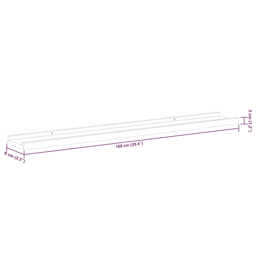 Étagères murales 2 pcs Blanc brillant 100x9x3 cm - 10