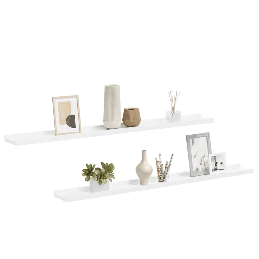 Étagères murales 2 pcs Blanc brillant 100x9x3 cm - 4