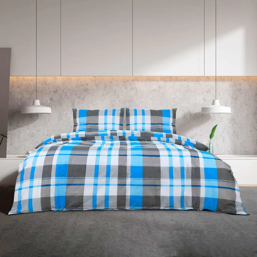 Ensemble de housse de couette Bleu et gris 135x200 cm Coton - 3