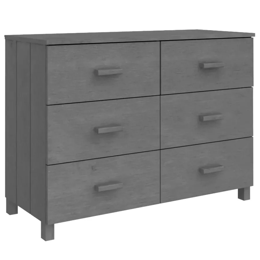 Buffet HAMAR Gris foncé 113x40x80 cm Bois massif de pin - 2