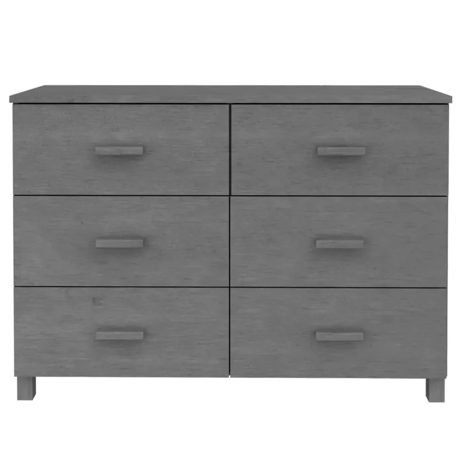 Buffet HAMAR Gris foncé 113x40x80 cm Bois massif de pin - 5