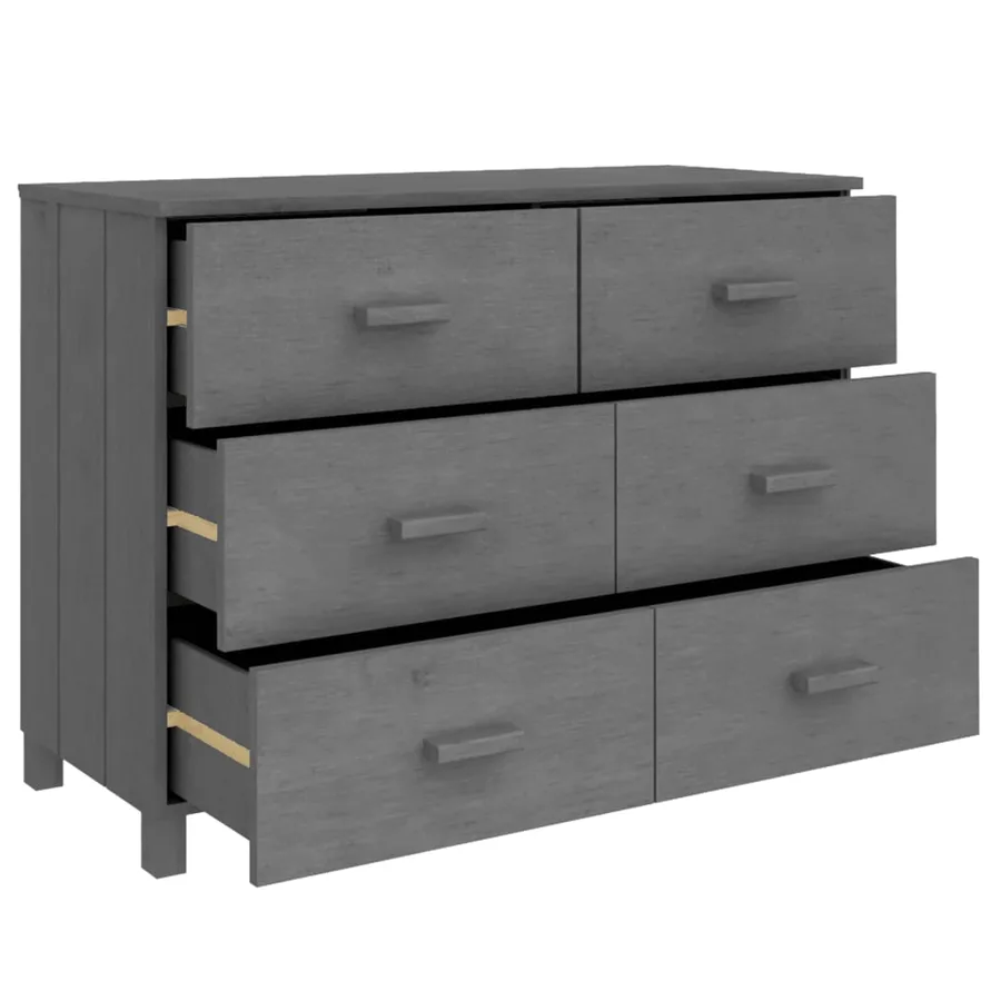 Buffet HAMAR Gris foncé 113x40x80 cm Bois massif de pin - 7