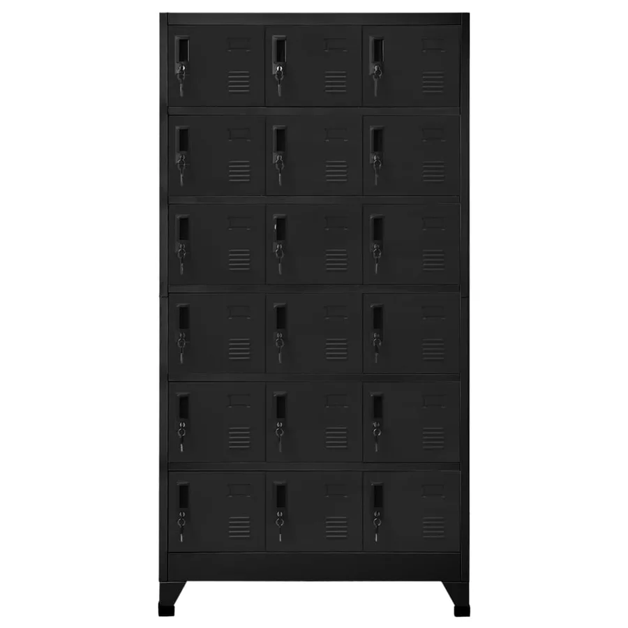 Armoire à casiers Noir 90x40x180 cm Acier - 2
