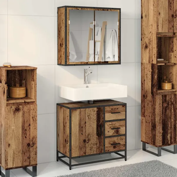 Ensemble de mobilier de salle de bain 2 pcs Bois Ancien