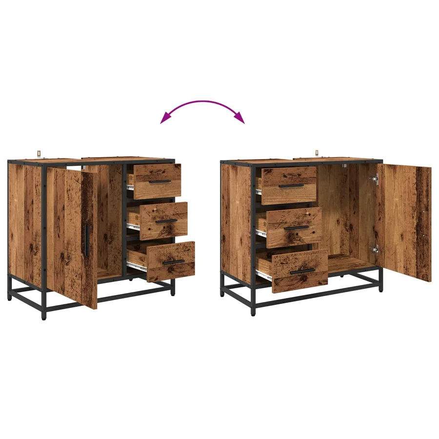 Ensemble de mobilier de salle de bain 2 pcs Bois Ancien - 12