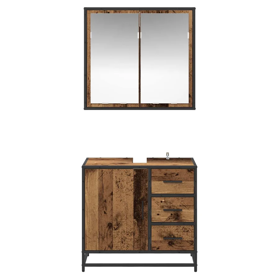 Ensemble de mobilier de salle de bain 2 pcs Bois Ancien - 7