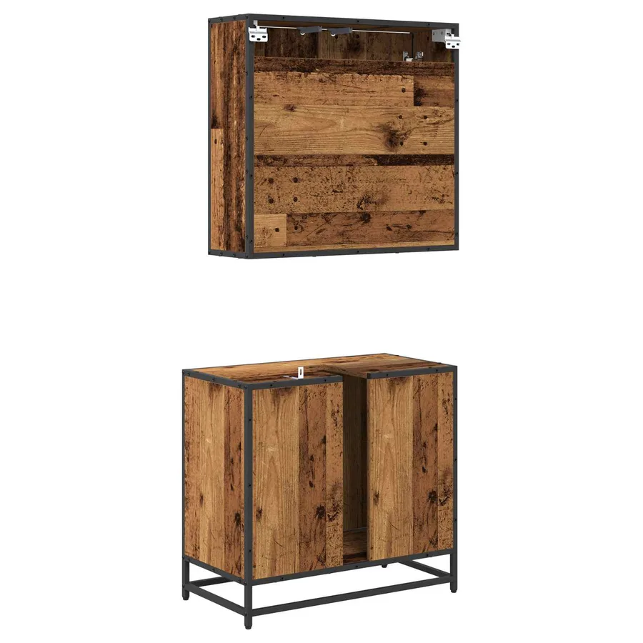 Ensemble de mobilier de salle de bain 2 pcs Bois Ancien - 9