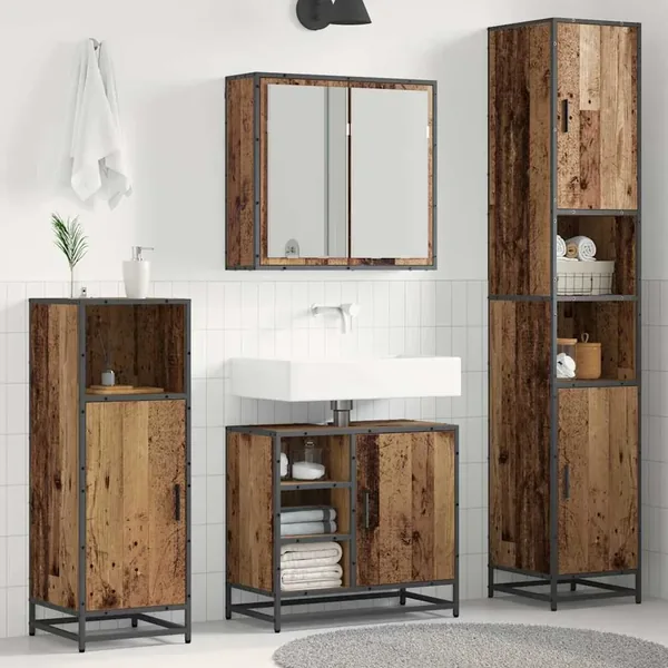 Ensemble de mobilier de salle de bain 3 pcs Bois Ancien