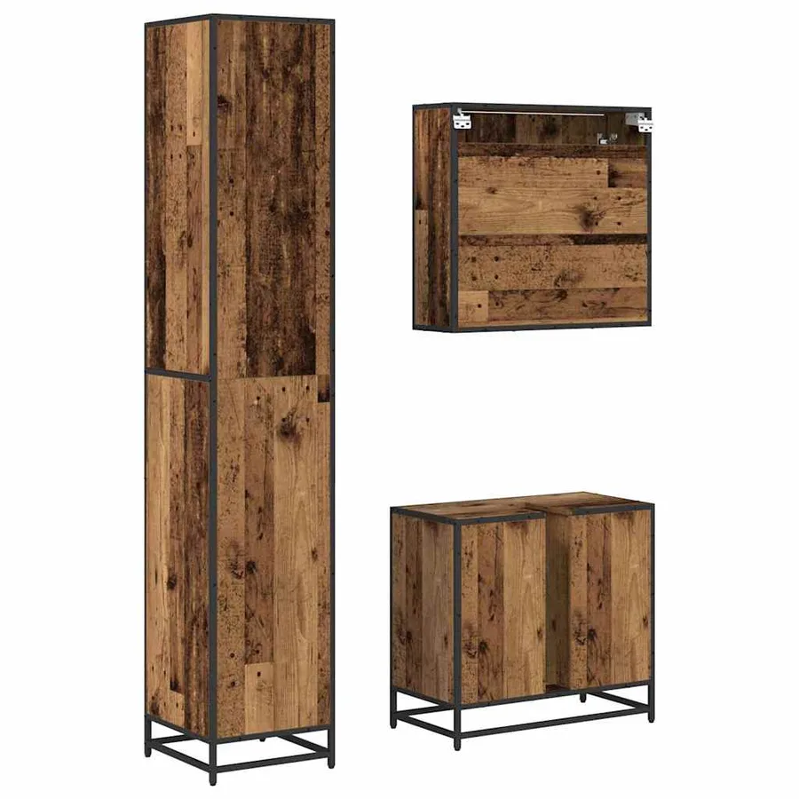 Ensemble de mobilier de salle de bain 3 pcs Bois Ancien - 9