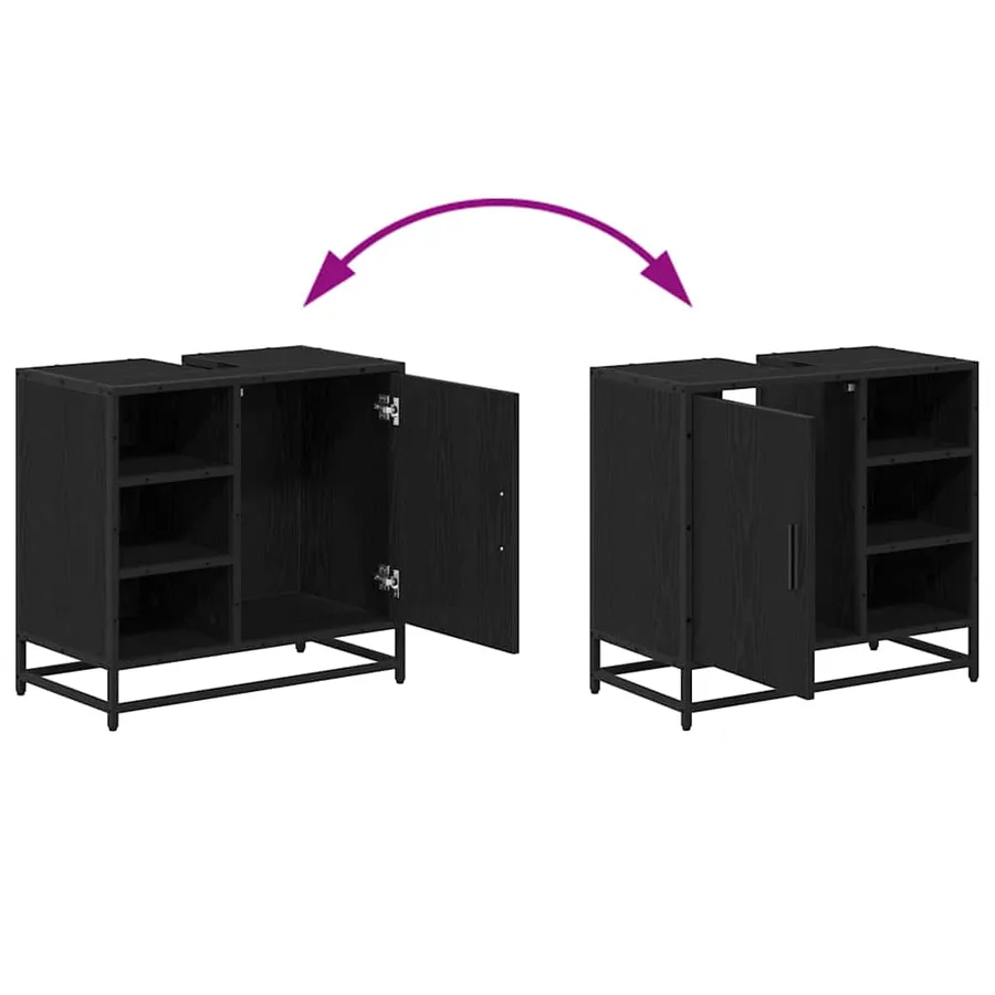Ensemble de mobilier de salle de bain 3 pcs Chêne noir - 12