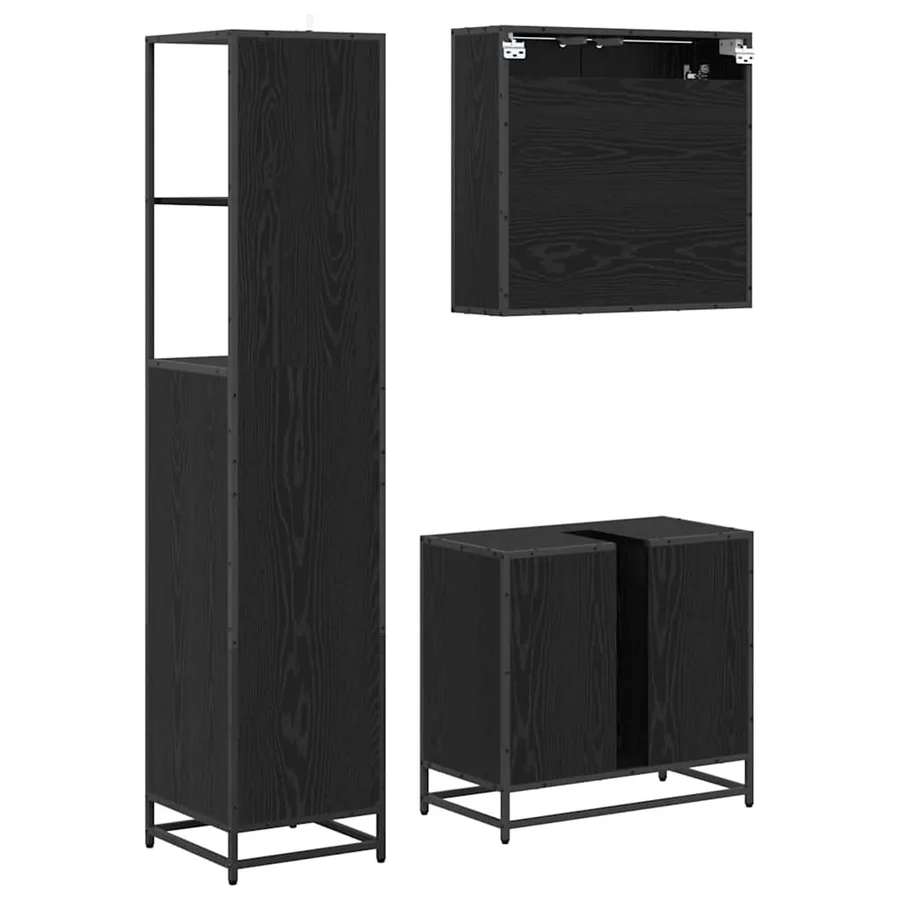 Ensemble de mobilier de salle de bain 3 pcs Chêne noir - 9