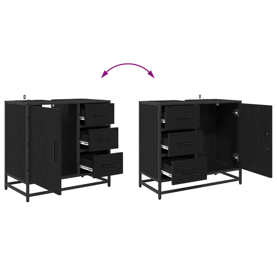 Ensemble de mobilier de salle de bain 3 pcs Chêne noir - 12