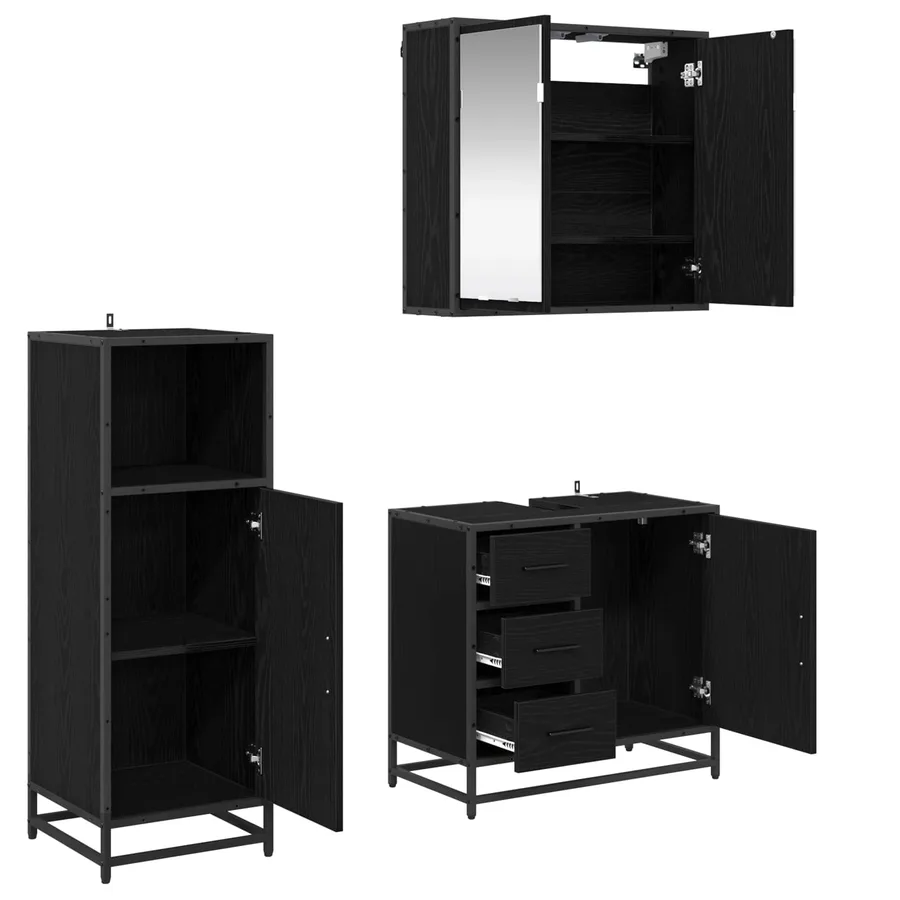 Ensemble de mobilier de salle de bain 3 pcs Chêne noir - 5