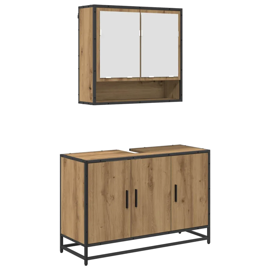 Ensemble de mobilier de salle de bain 2 pc Chêne artisanal - 2