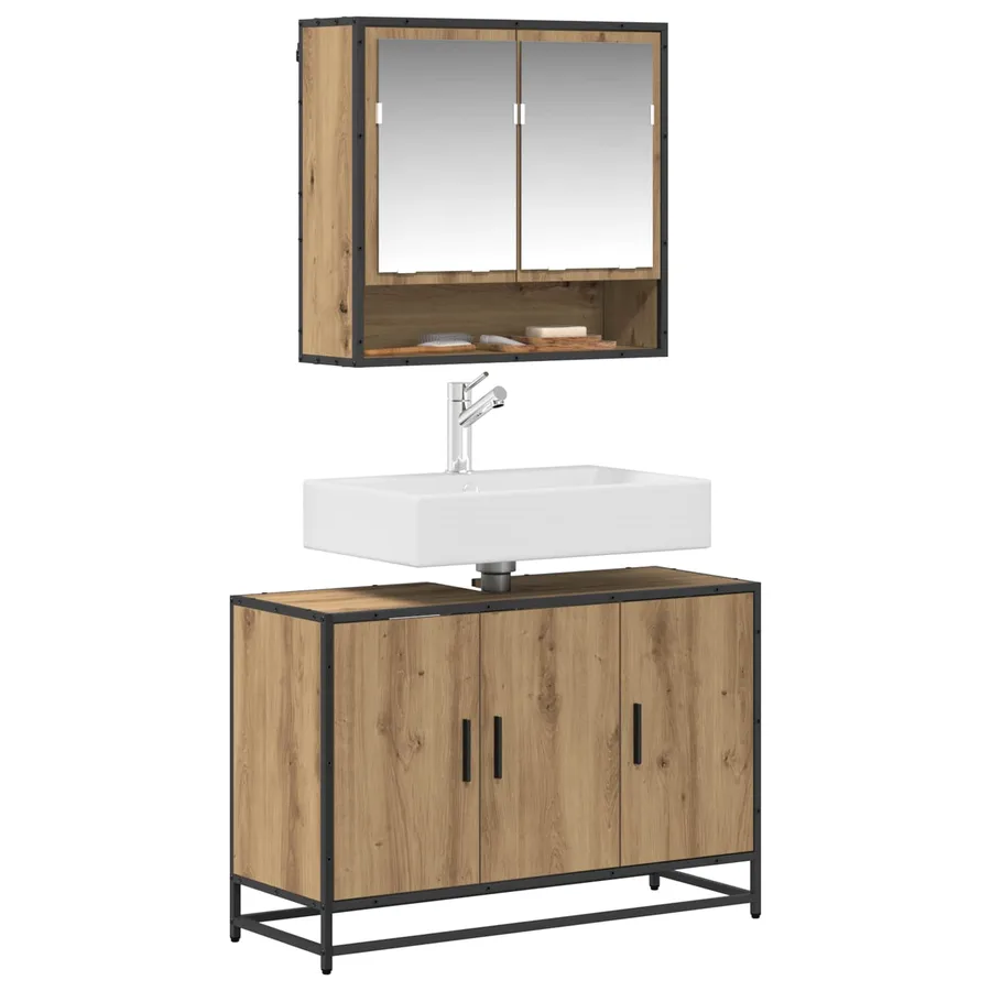 Ensemble de mobilier de salle de bain 2 pc Chêne artisanal - 3