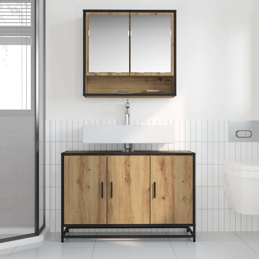 Ensemble de mobilier de salle de bain 2 pc Chêne artisanal - 4