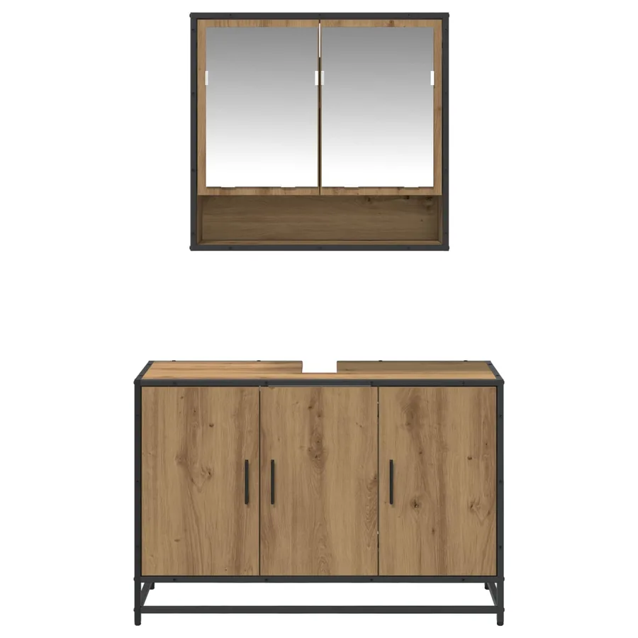 Ensemble de mobilier de salle de bain 2 pc Chêne artisanal - 7